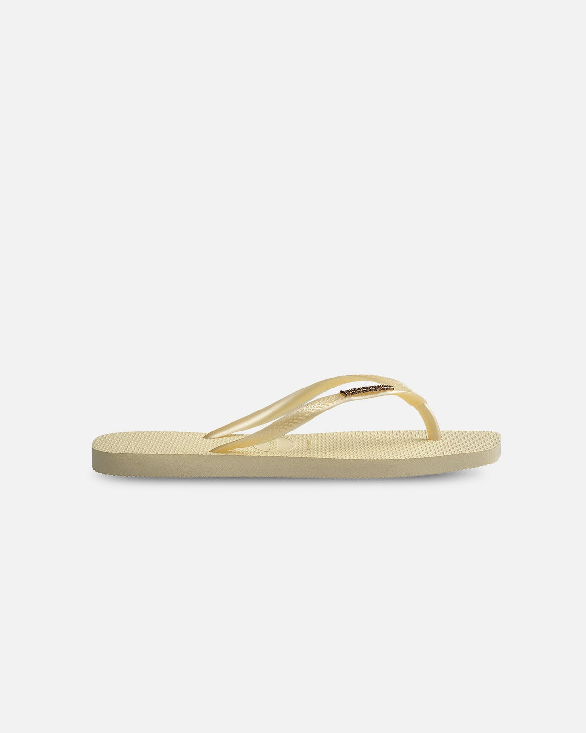 Havaianas Havaianas Women's Square Toe Logo Metallic Thongs Butter