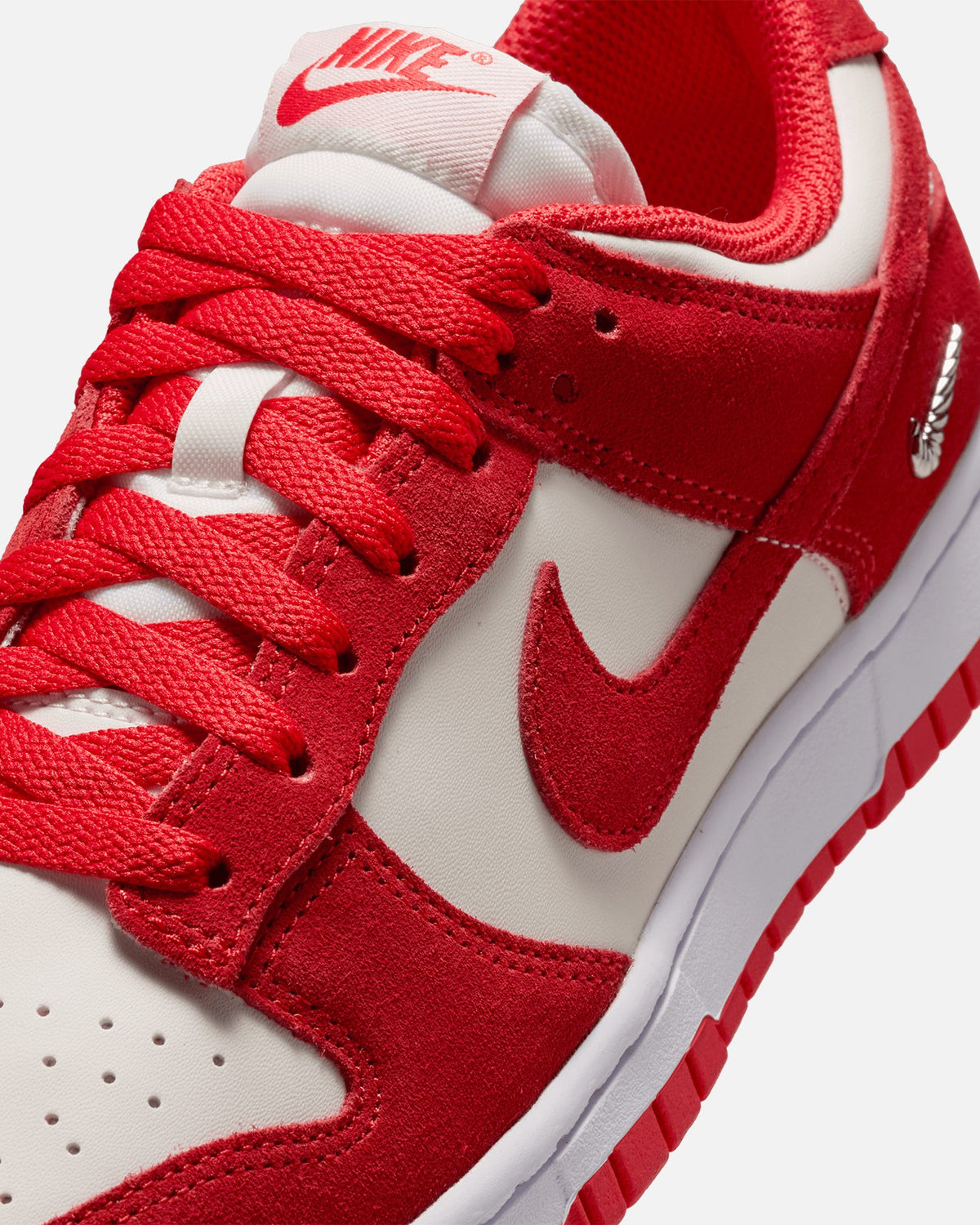 Nike Official Nike Women's Dunk Low Suede Sail/Lt Crimson-White-Metallic Silver